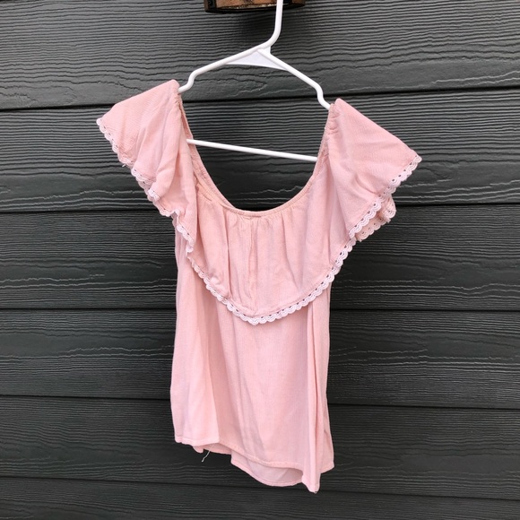Pink off the shoulder ruffle shirt - Picture 2 of 2
